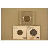1929 Syrian Piastres Silver Coin, 1876 German 5 Pfenning Coin, & 1916 German 1-Kopek Coin