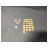 25 Indian Head Cents, 3 Coronet Cents, & One Steel Cent,