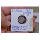 1857 Silver 3 Cent Piece,