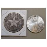 1916 Cuban Silver Peso & 1974 Silver Austrian 50 Schilling Coins,