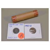 1860 Indian Cent, 1951-S Lincoln Cent, & A Roll Of Pennies,