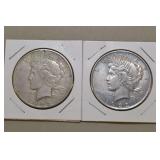 1922-S & 1923-P Peace Silver Dollars,