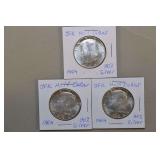 Three 1964 Kennedy Silver Half Dollars,