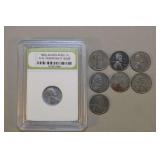 8 Wartime Steel Lincoln Pennies,