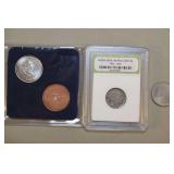 2 Piece 1792 Re-Make, No Date Buffalo Quarter, & 2013 Washington Quarter,