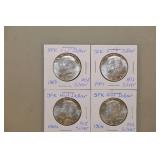 Four 1964 Silver Kennedy Half Dollars,