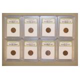 8 Early Lincoln Wheat Back Cents,