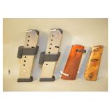 2 Colt 1911 Style Magazines & 2 Sets Of 1911 Custom Wood Grips,