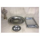 Reed & Barton Trays & Glass Lamp T7D