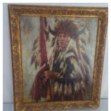 O/C Indian Chief Framed & Signed by N.Bingham U15E