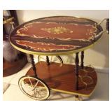 Venetian Bar Trolley Marquetry Tea Cart Italy U9B