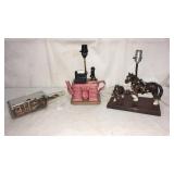 Vtg. Ship In Bottle w 2 Lamps T9C