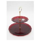 Avon Cape Cod Ruby Red Two Tier Serving Stand