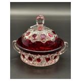 EAPG Ruby Red Stained Glass Butter Dish