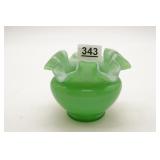Green Opaline Ruffle Vase