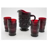 Avon Cape Cod Ruby Red Pitcher And Tumblers