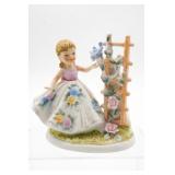 Lefton Porcelain Girl Figurine W/Rose Ladder