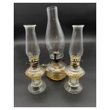 3 Glass Oil Lamps