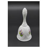 Fenton Violets In The Snow Medallion Milk Glass