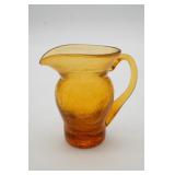 Amber Crackle Glass Pitcher