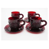 Avon Cape Cod Ruby Red Cups And Saucers