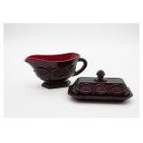 Avon Cape Cod Ruby Red Butter Dish And