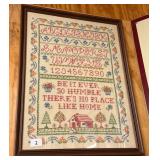 Framed Cross Stitch Sampler