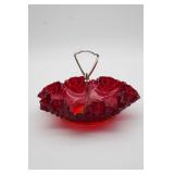 Fenton Ruby Red Hobnail Candy Dish W/Handle