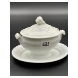 White Porcelain Soup Tureen With Bird Finial