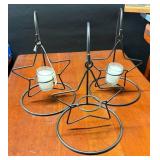 3 Wrought Iron Star Candle Holders