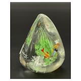 Murano Style Glass Paperweight Aquarium Scene
