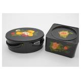 2 Black Hand Painted Metal Boxes