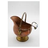 Copper Coal Scuttle With Ceramic Handle