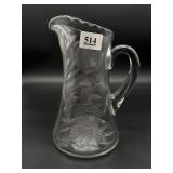 Abp Etched Rose And Daisy Pitcher