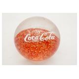 Coca-Cola Red Writing Glass Paperweight