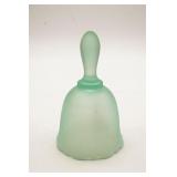 Fenton Satin Custard Glass Green Bell