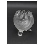 Fenton Frosted Satin Glass Footed Rose Bowl