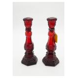 Avon Cape Cod Ruby Red Tall Candlesticks