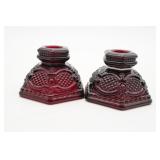 Avon Cape Cod Ruby Red Short Candlesticks