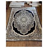 Navy Blue, Tan & White Area Rug made in Turkey