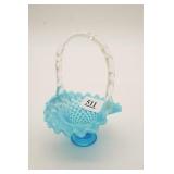 Blue Hobnail Glass Basket