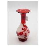 Bohemian Ruby Red Flash And Frosted Vase