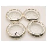 Frank M. Whiting Sterling Silver/Glass Coasters