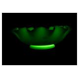 Fenton Yellow Custard Glass Ruffled Bowl - Glows