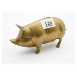Brass Piggy Bank With Coins Inside