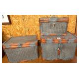 Painted Woven Nesting Storage Trunks AS IS