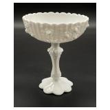 Fenton "Cabbage Rose" Milk Glass Compote
