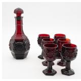 Avon Cape Cod Ruby Red Decanter And Goblets
