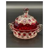 EAPG Ruby Red Stained Glass Butter Dish