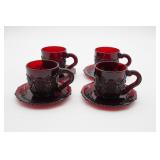 Avon Cape Cod Ruby Red Cups And Saucers